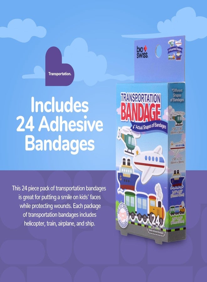 BioSwiss Bandages, Transportation Shaped Self Adhesive Bandage Set, Latex Free, Sterile Wound Care, 24 Count - Image 2